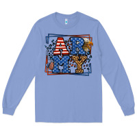Colony Blue Army Veteran leopard frame 4th of July Long Sleeve Tee - LillyAllenDesigns