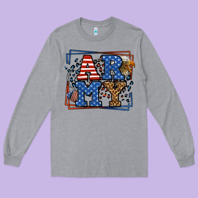 Army Veteran Leopard Frame 4th Of July Long Sleeve Tee Designed By Lillyallendesigns