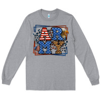 Heather Grey Army Veteran leopard frame 4th of July Long Sleeve Tee - LillyAllenDesigns