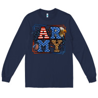 Navy Army Veteran leopard frame 4th of July Long Sleeve Tee - LillyAllenDesigns