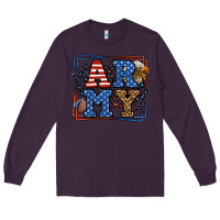 Plum Army Veteran leopard frame 4th of July Long Sleeve Tee - LillyAllenDesigns