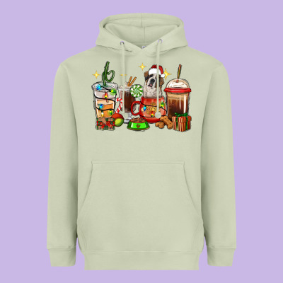 Christmas Coffee Cups With Saint Bernard Heavyweight Hoodie Designed By Ranaportraitstore