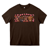 Chocolate Brown Xoxo highland cows Heavy Core Tee - RanaPortraitStore
