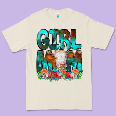 Girl Mom Cow Flowers Premium Tee Designed By Cowcowdesign