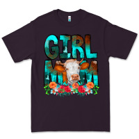 Plum Girl Mom Cow Flowers Premium Tee - CowCowDesign