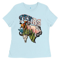 Baby Blue Texas 4th of July Ladies Tee - FaDigitalArtStudio