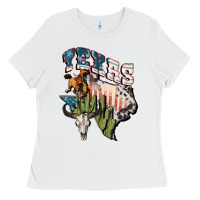 White Texas 4th of July Ladies Tee - FaDigitalArtStudio