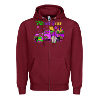 Burgundy mardi gras truck gnome Zipper Hoodie - JahusDesignShop