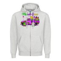 Dove Grey mardi gras truck gnome Zipper Hoodie - JahusDesignShop