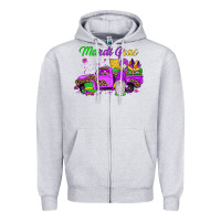 Heather Grey mardi gras truck gnome Zipper Hoodie - JahusDesignShop