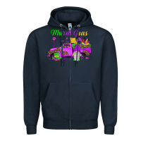 Navy mardi gras truck gnome Zipper Hoodie - JahusDesignShop