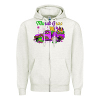 Oatmeal Heather mardi gras truck gnome Zipper Hoodie - JahusDesignShop