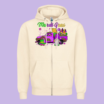 Mardi Gras Truck Gnome Zipper Hoodie Designed By Jahusdesignshop