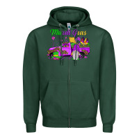 Sports Green mardi gras truck gnome Zipper Hoodie - JahusDesignShop