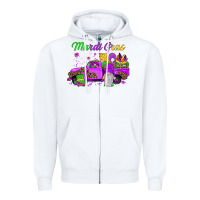White mardi gras truck gnome Zipper Hoodie - JahusDesignShop