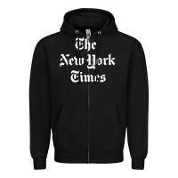 Black new york times Zipper Hoodie - DesigneFamous