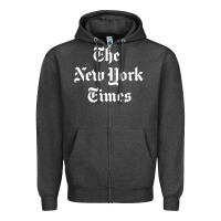 Charcoal Heather new york times Zipper Hoodie - DesigneFamous