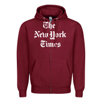 Burgundy new york times Zipper Hoodie - DesigneFamous