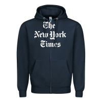 Navy new york times Zipper Hoodie - DesigneFamous