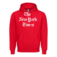Red new york times Zipper Hoodie - DesigneFamous