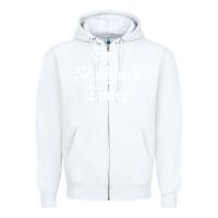 White new york times Zipper Hoodie - DesigneFamous