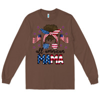 Chestnut All American Mama Messy Buny Long Sleeve Tee - CowhideDigitalArt