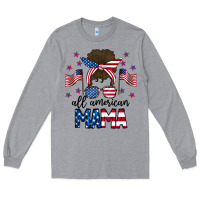 Heather Grey All American Mama Messy Buny Long Sleeve Tee - CowhideDigitalArt