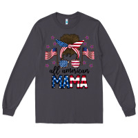 Smoke All American Mama Messy Buny Long Sleeve Tee - CowhideDigitalArt