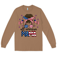 Toasted Coconut All American Mama Messy Buny Long Sleeve Tee - CowhideDigitalArt