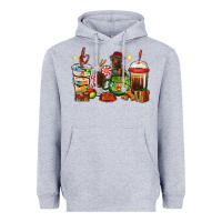 Heather Grey Christmas coffee cups with Labrador Heavyweight Hoodie - RanaPortraitStore