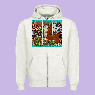 Hereford Cactus Tumbler Zipper Hoodie Designed By Jahusdesignshop