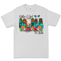 Dove Grey Glitter Dirt Mama Of Both Cow Flowers Premium Tee - CowCowDesign
