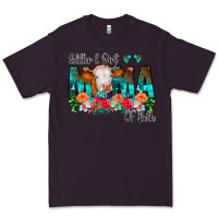 Plum Glitter Dirt Mama Of Both Cow Flowers Premium Tee - CowCowDesign