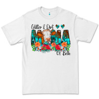 White Glitter Dirt Mama Of Both Cow Flowers Premium Tee - CowCowDesign