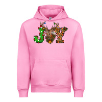 Fuchsia Pink Christmas Joy Reindeer Urban Hoodie - RanaPortraitStore