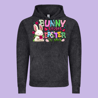 Bunny Kisses Easter Wishes Vintage Hoodie Designed By Cowhidedigitalart