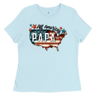 Baby Blue all american papa Ladies Tee - FaDigitalArtStudio