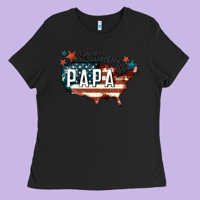 All American Papa Ladies Tee Designed By Fadigitalartstudio