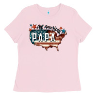Bubblegum Pink all american papa Ladies Tee - FaDigitalArtStudio