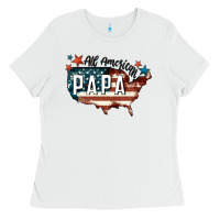 White all american papa Ladies Tee - FaDigitalArtStudio
