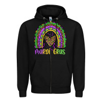 Black mardi gras rainbow Zipper Hoodie - JahusDesignShop