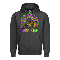 Charcoal Heather mardi gras rainbow Zipper Hoodie - JahusDesignShop