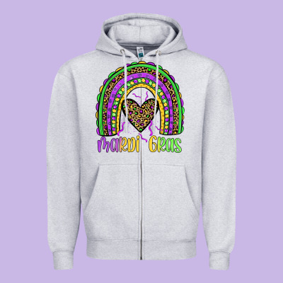 Mardi Gras Rainbow Zipper Hoodie Designed By Jahusdesignshop