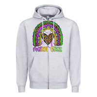 Heather Grey mardi gras rainbow Zipper Hoodie - JahusDesignShop