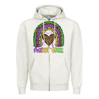 Oatmeal Heather mardi gras rainbow Zipper Hoodie - JahusDesignShop