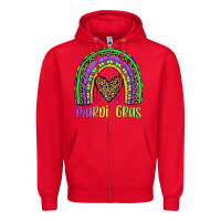 Red mardi gras rainbow Zipper Hoodie - JahusDesignShop
