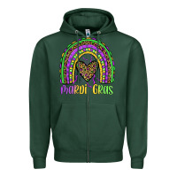 Sports Green mardi gras rainbow Zipper Hoodie - JahusDesignShop