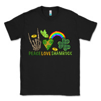 Black Peace Love Shamrock  St. Patrick's Day Classic Tee - CowGirlArtShop