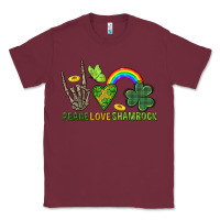 Burgundy Peace Love Shamrock  St. Patrick's Day Classic Tee - CowGirlArtShop