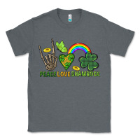 Charcoal Heather Peace Love Shamrock  St. Patrick's Day Classic Tee - CowGirlArtShop
